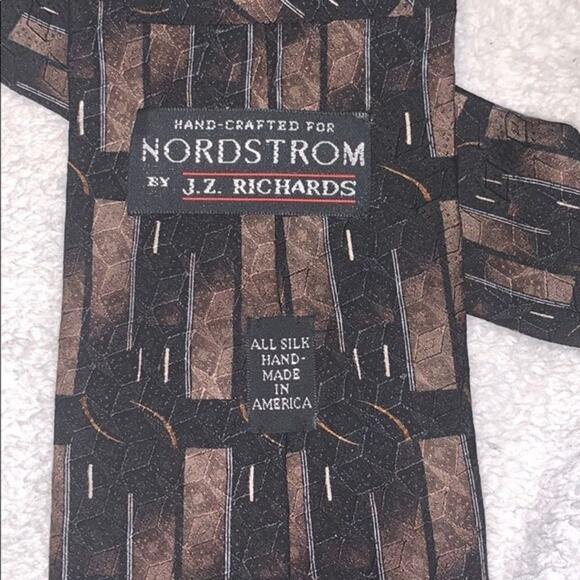 Nordstrom silk tie brown and black abstract design by J.Z. Richard’s | Sz OS - Picture 4 of 4